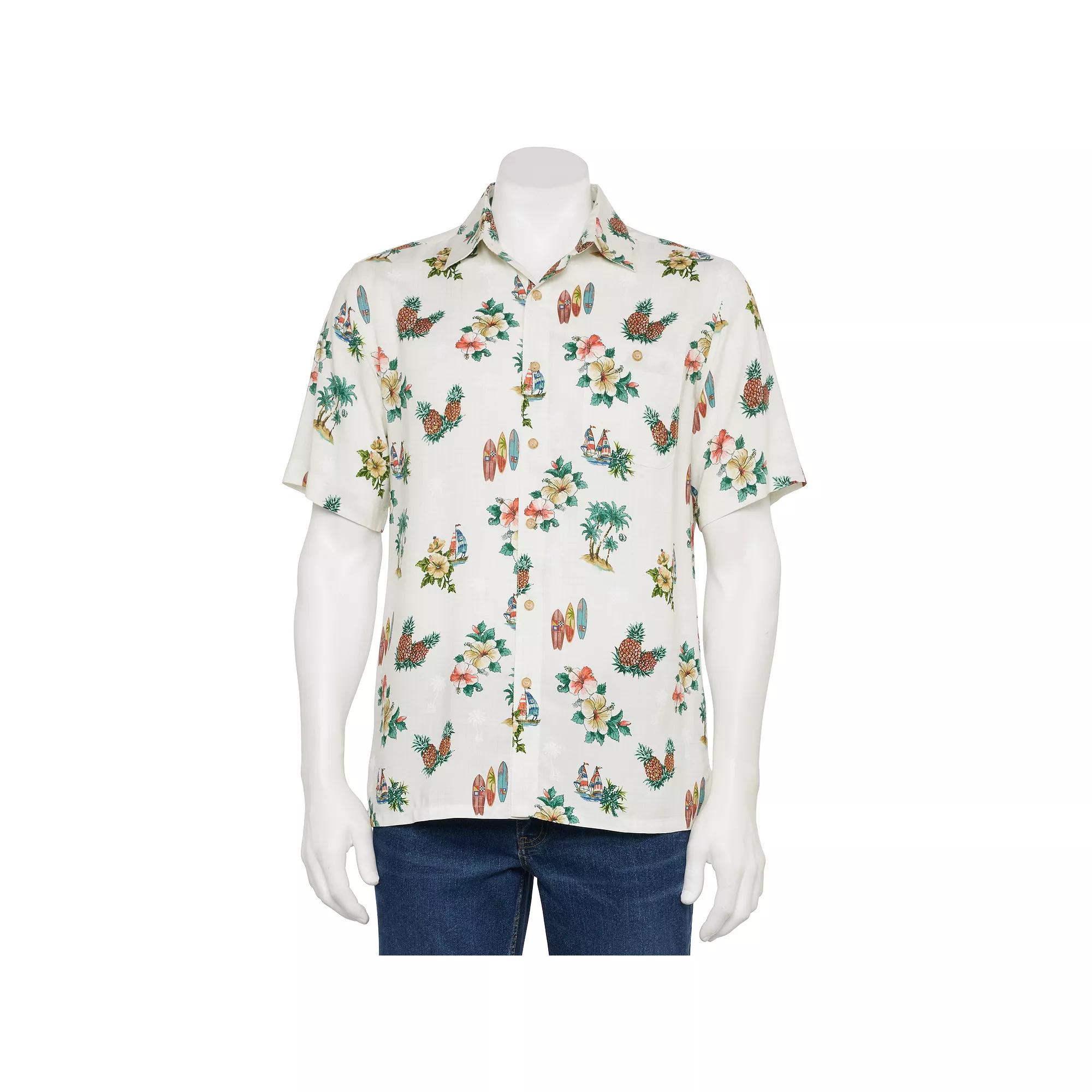 Men's Newport Blue Short Sleeve Button-Up Shirt, Size: Large, Natural Motifs Product Image