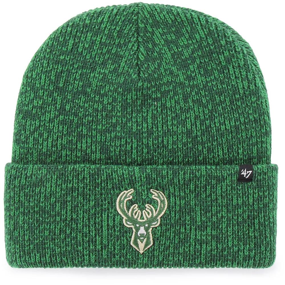 Men's '47 Hunter Green Milwaukee Bucks Brain Freeze Cuffed Knit Hat, Team Product Image