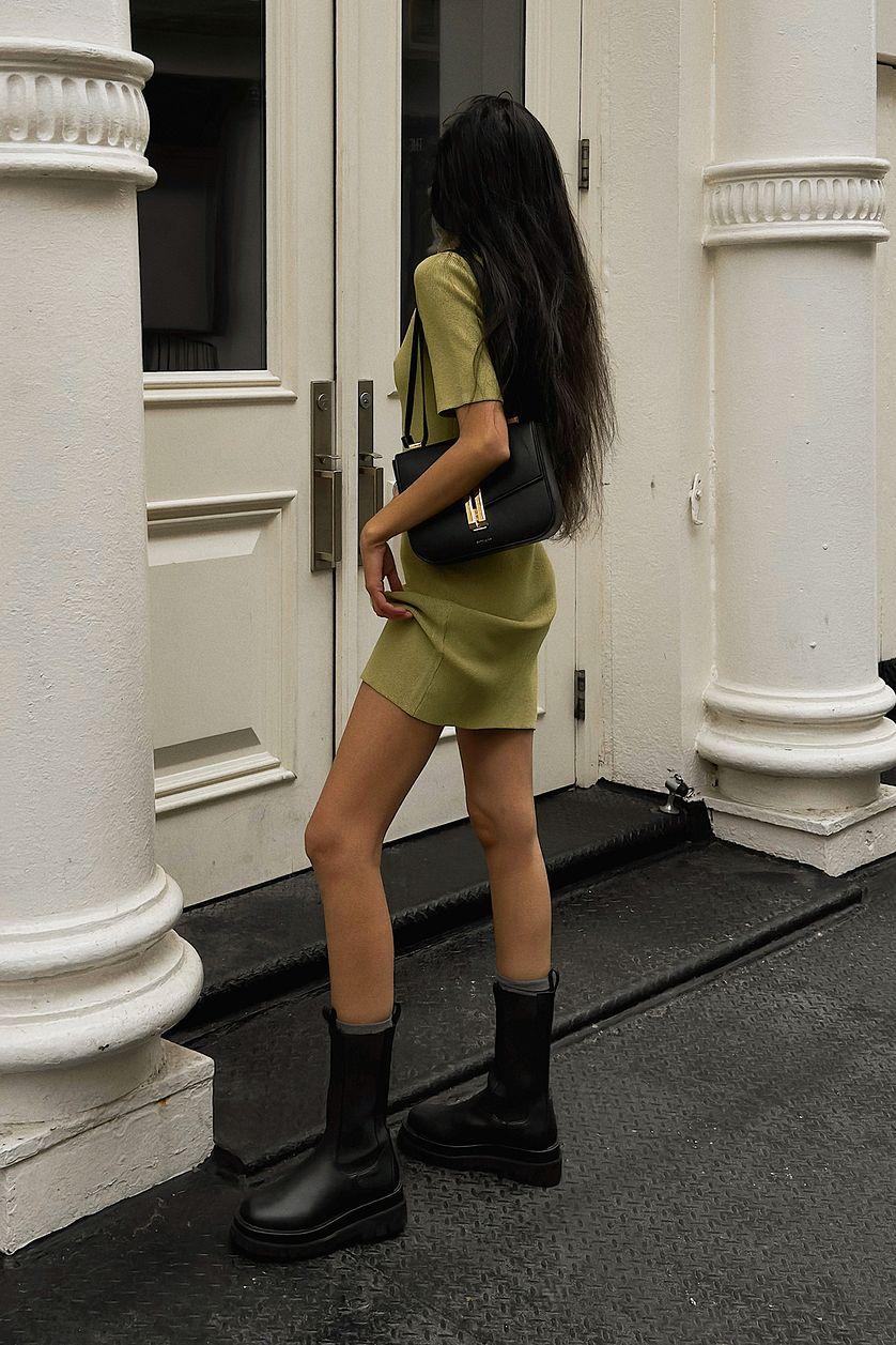 Fine Knitted Turtleneck Mini Dress Product Image