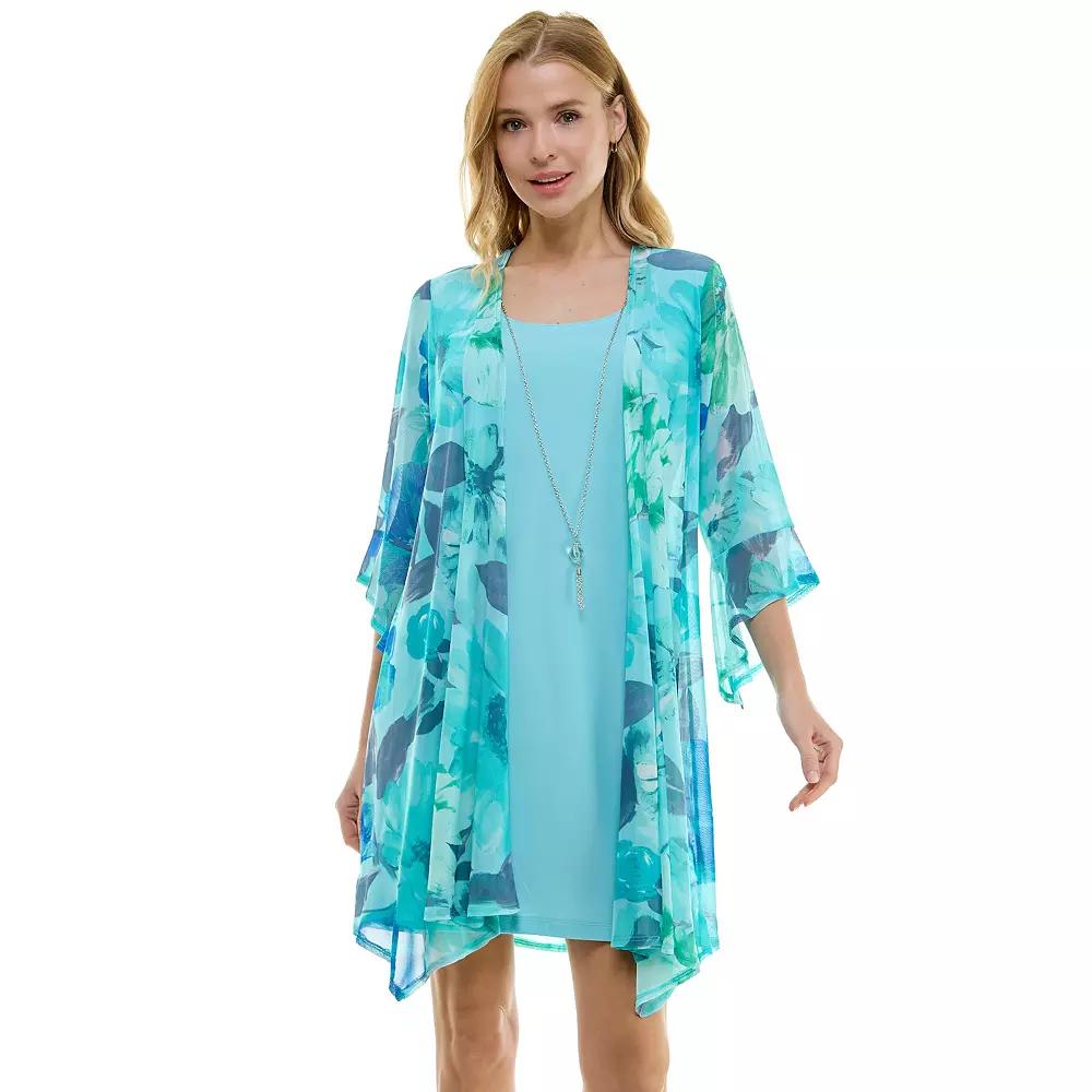 Women's Luxology 2-Piece 3/4 Bell Sleeve Cardigan & Dress Set,  Product Image