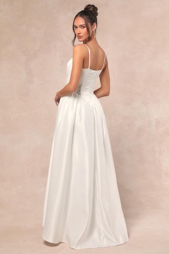 Bria White Basque Waist Maxi Dress Product Image