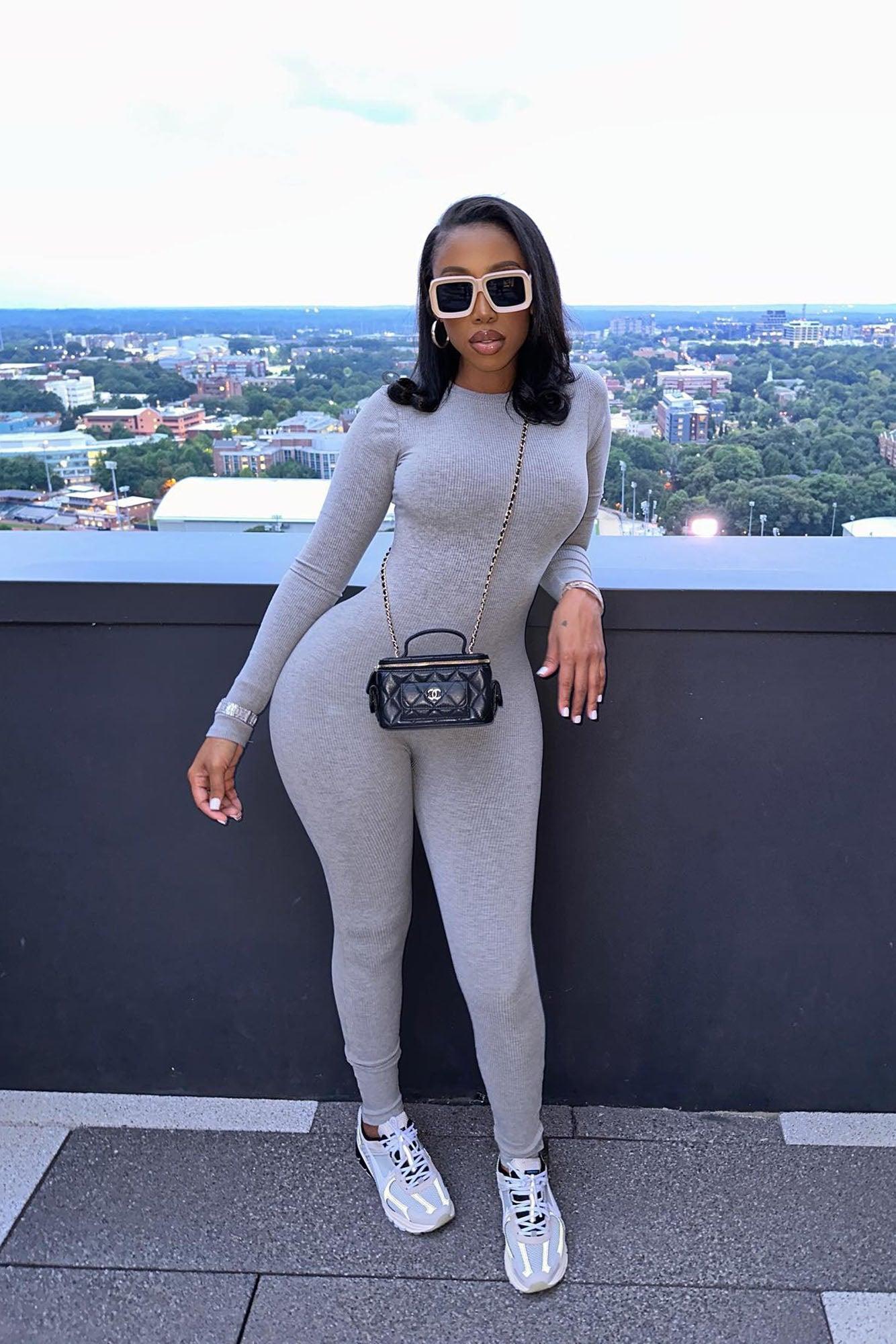 Maribel Snatched Jumpsuit - Heather Grey Product Image