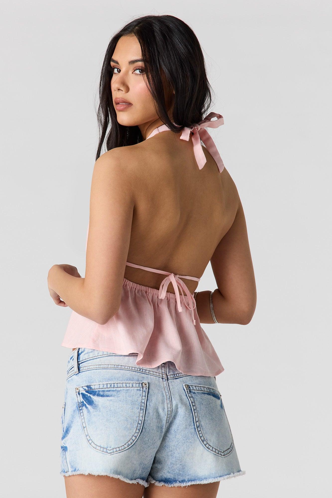 Linen-Blend Halter Top Female Product Image