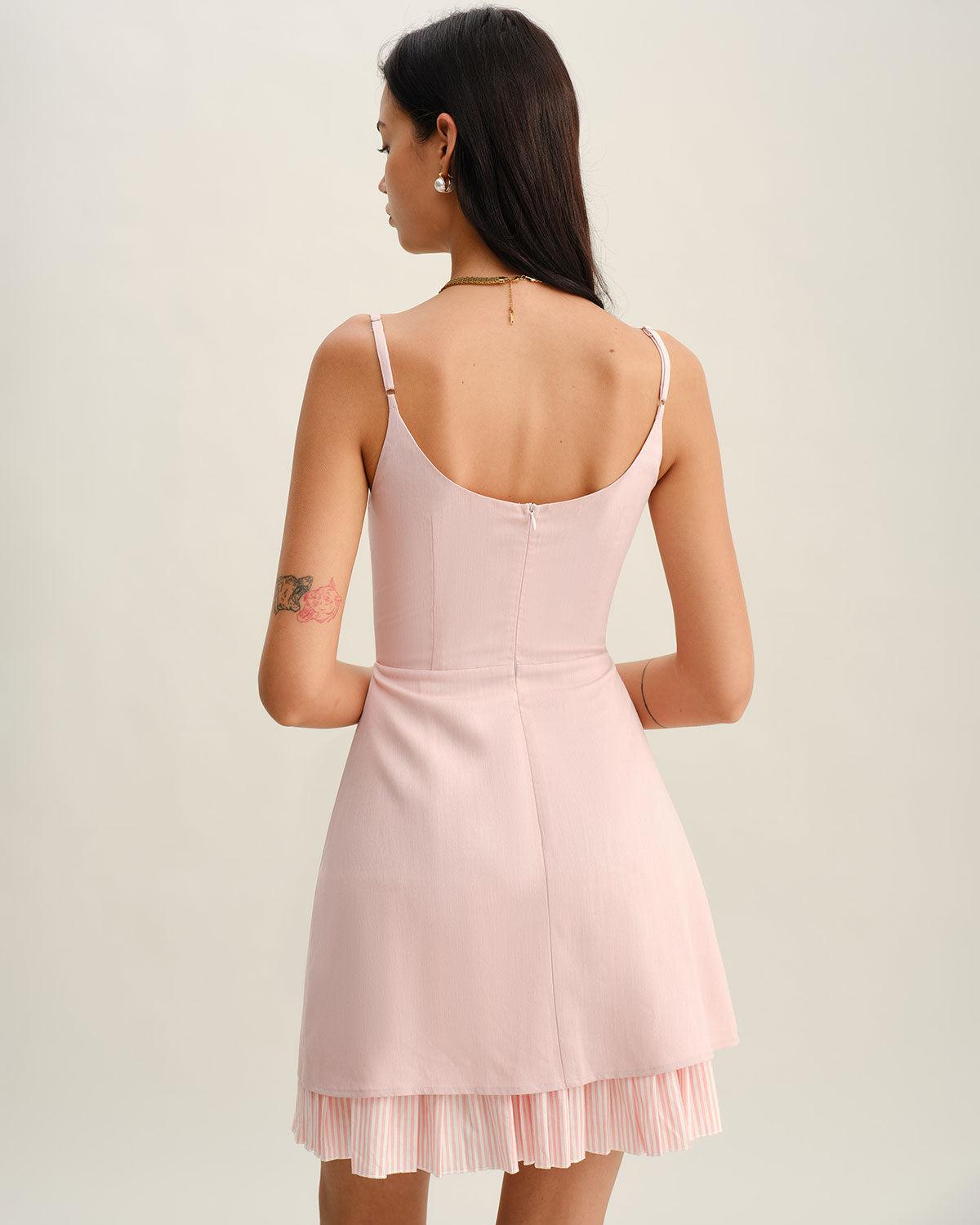 Pink Contrast A-Line Slip Mini Dress Product Image