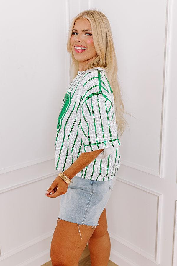 Spirit Squad Sequin Top in Green Curves Product Image
