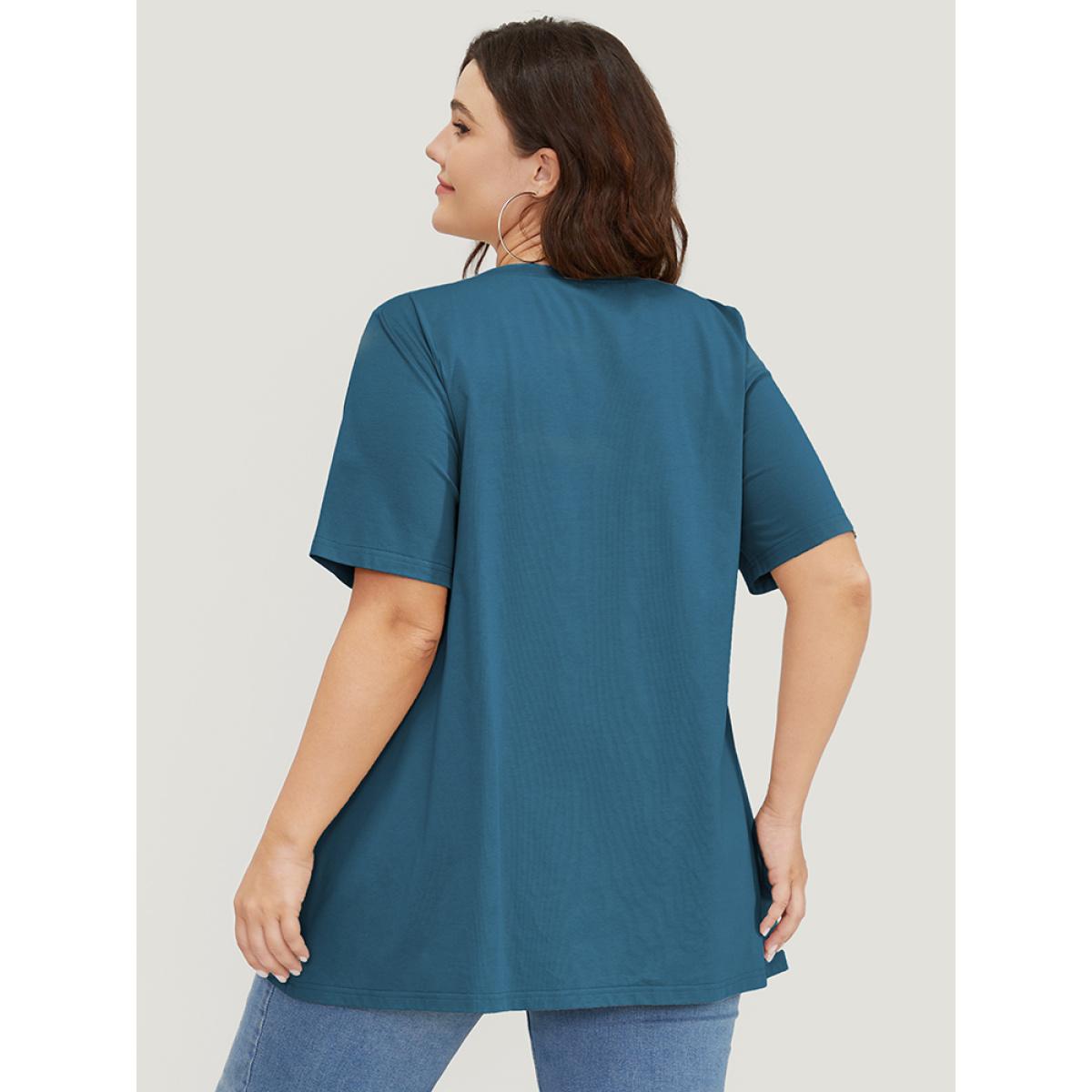 Plus Size UltraCool V Neck Short Sleeve T-shirt Aegean Women Basics Plain V-neck Dailywear T-shirts BloomChic 18-20/2X Product Image