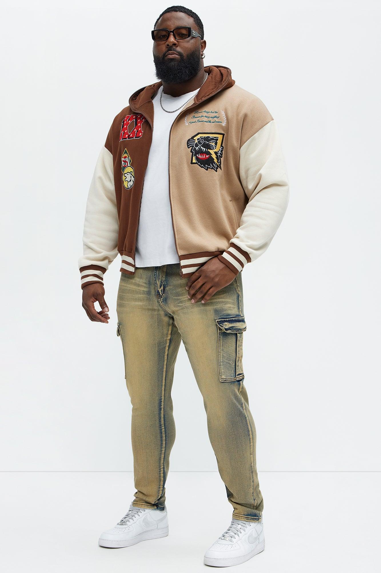 XX Varsity Zip Up Hoodie - Brown Product Image