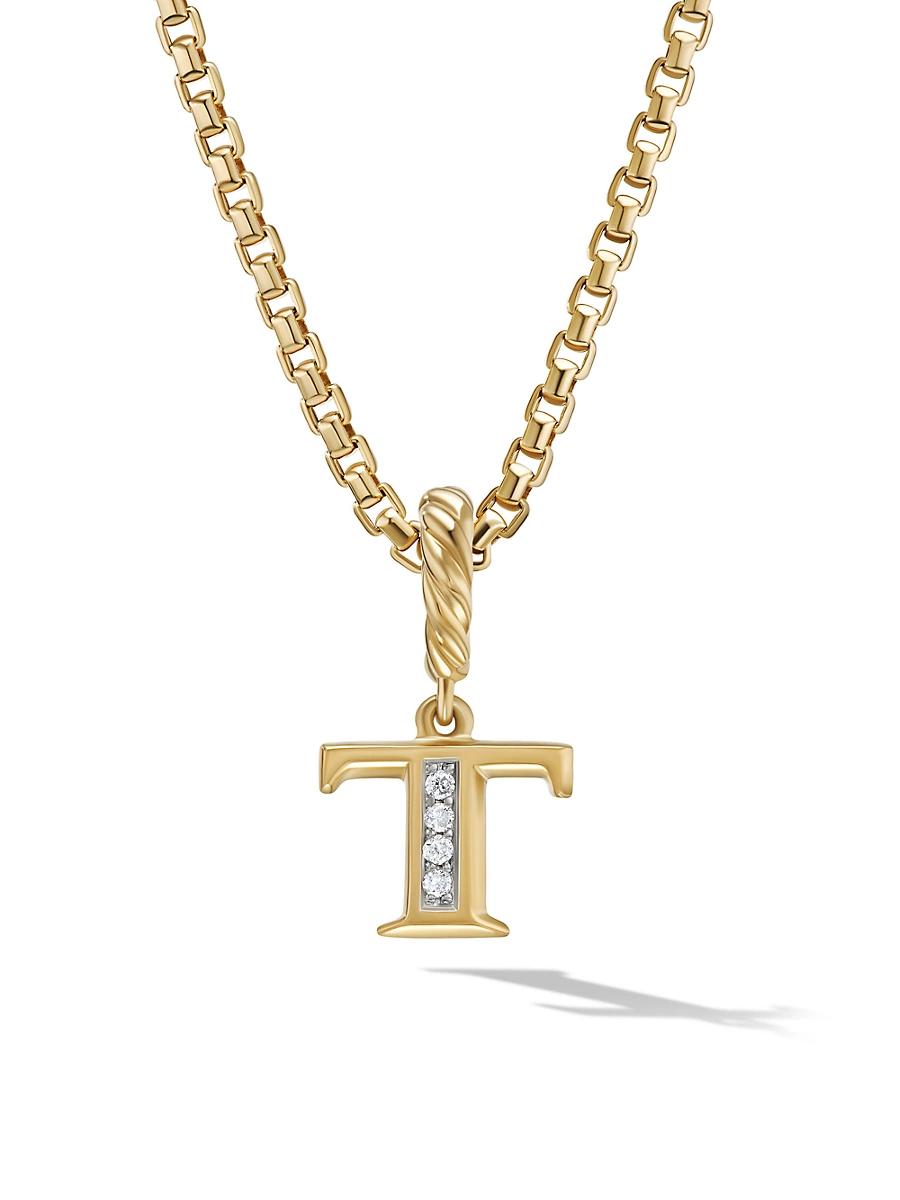 Womens Pav Initial Pendant in 18K Yellow Gold Product Image