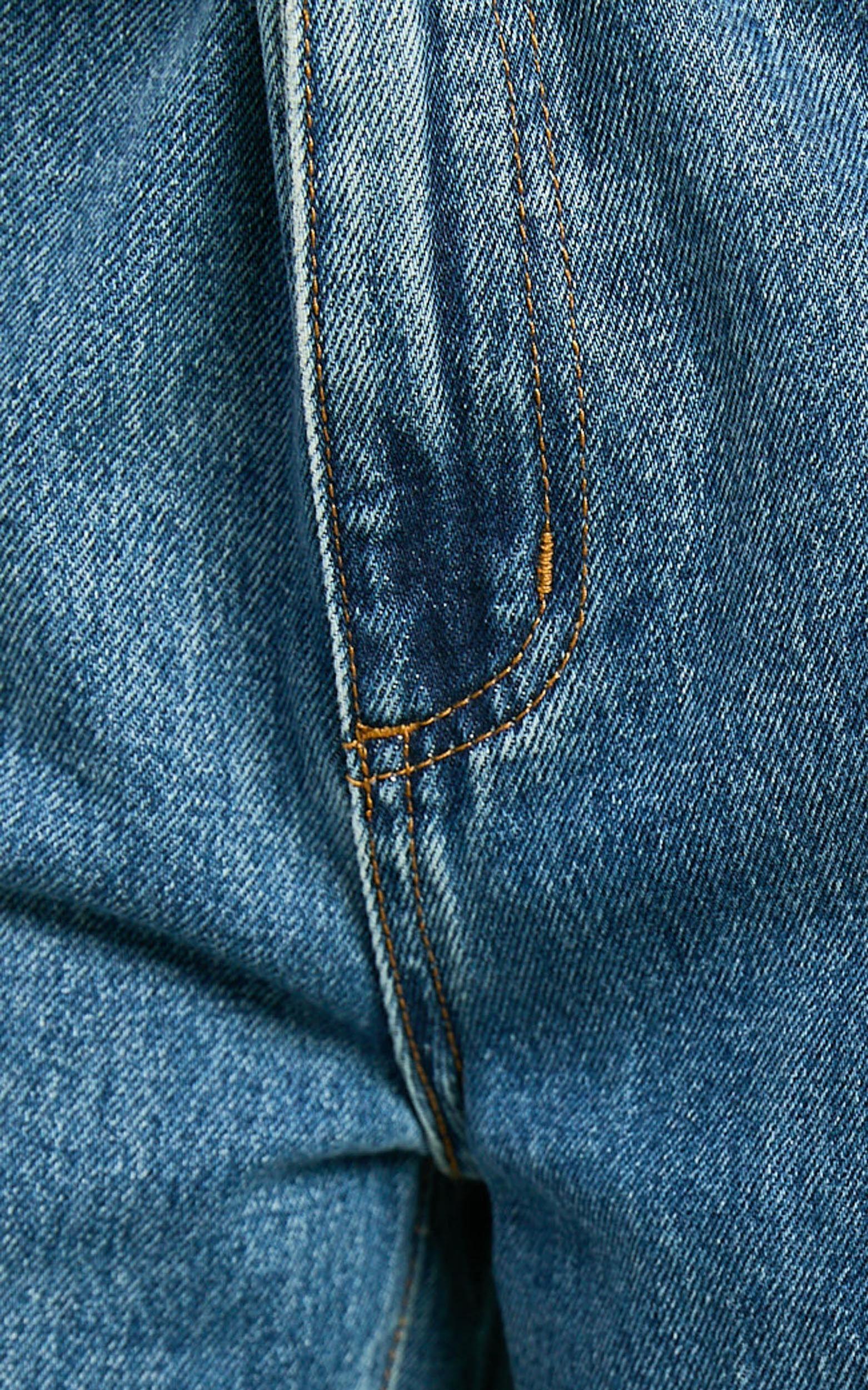 Dexter Jeans - High Waisted Straight Leg Denim Jeans in Dark Blue Wash Product Image