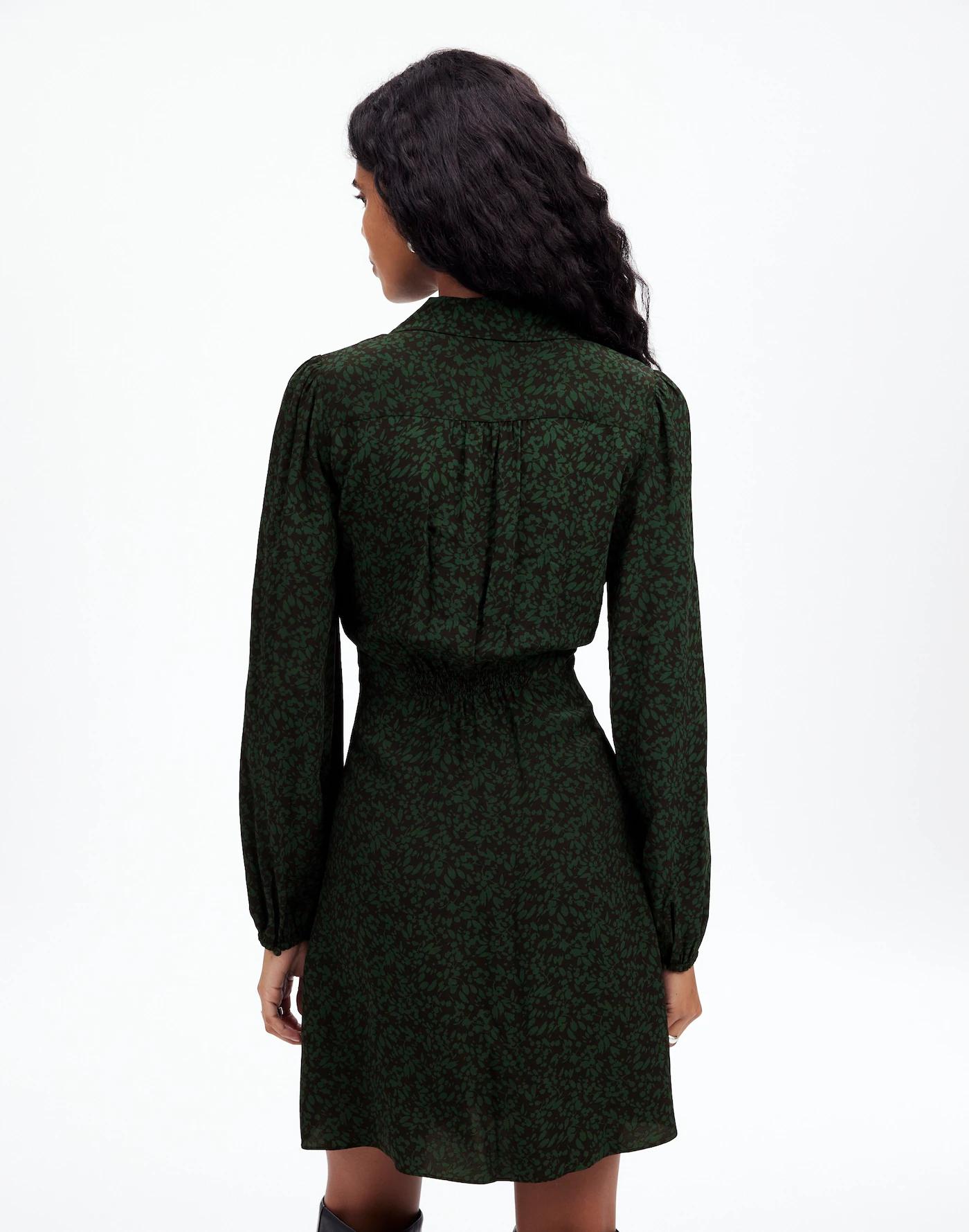 Long-Sleeve Mini Shirtdress in Floral Product Image