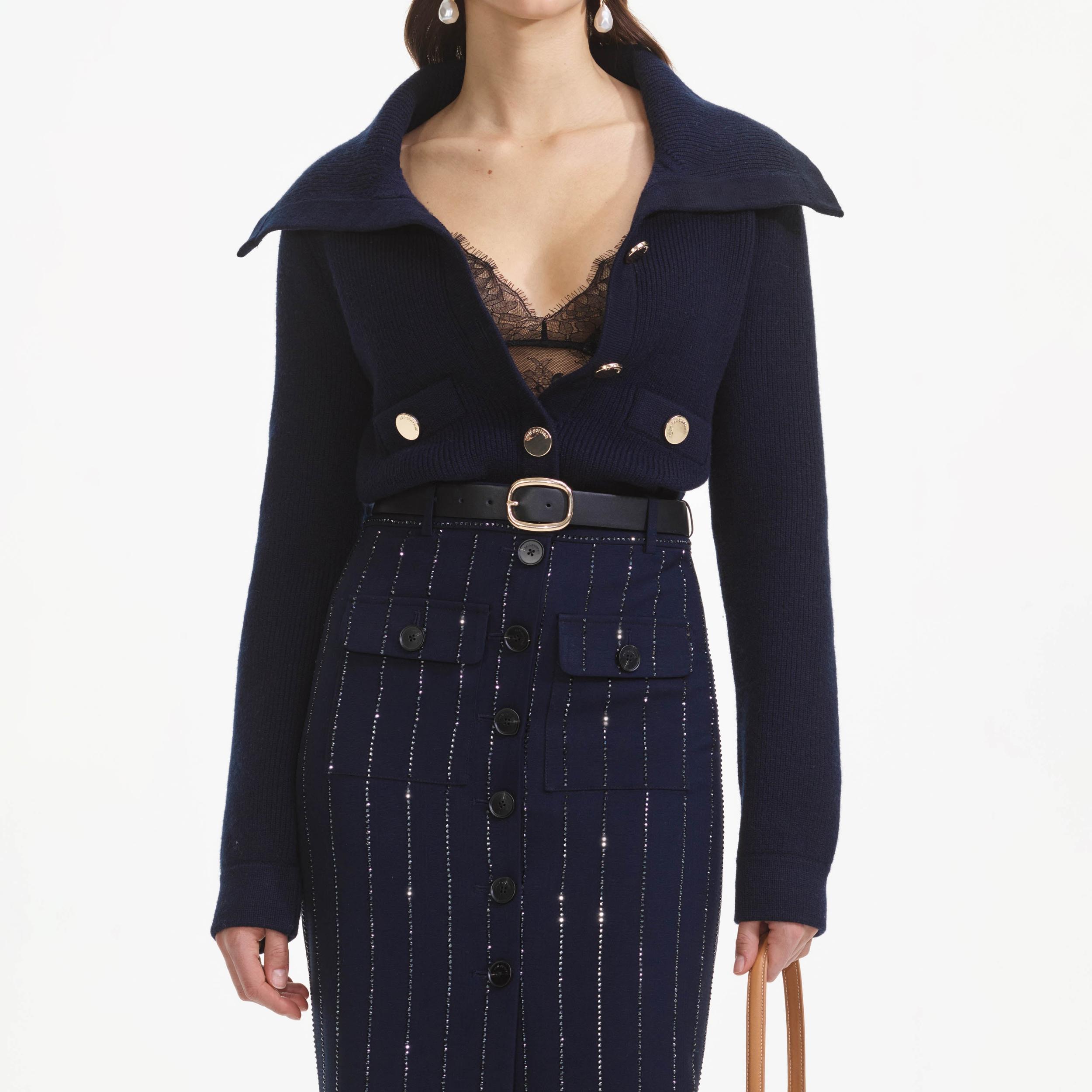 Navy Relaxed Fit Cardigan Product Image