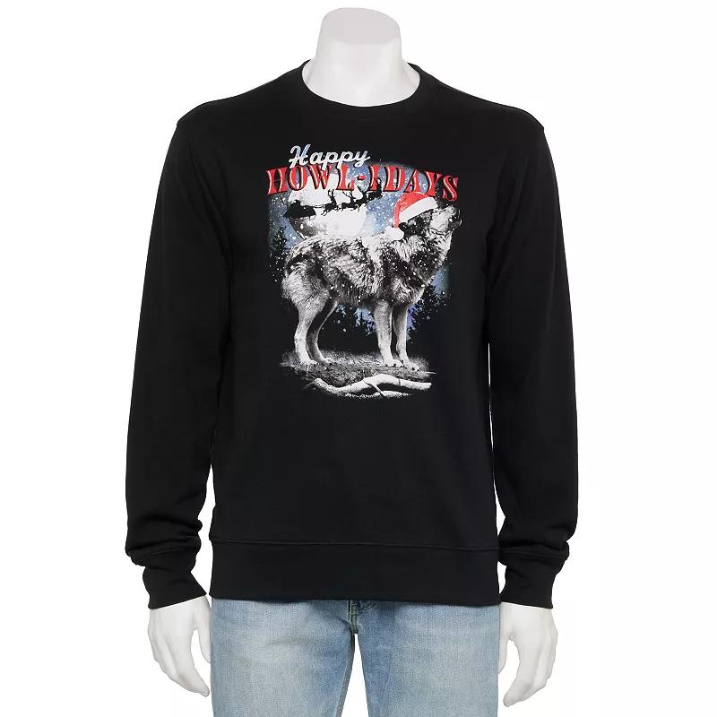 Men's Happy Howl-idays Graphic Fleece, Size: Small, Black Product Image