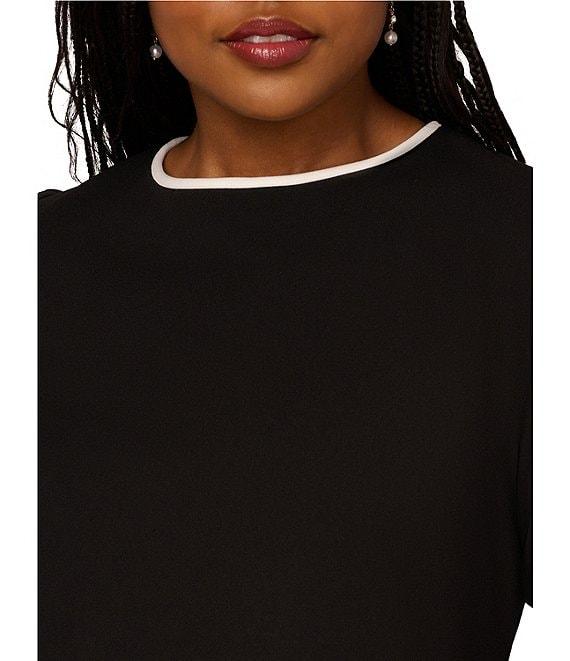 Adrianna Papell Plus Size Crepe Long Sleeve Bow Sheath Dress Product Image