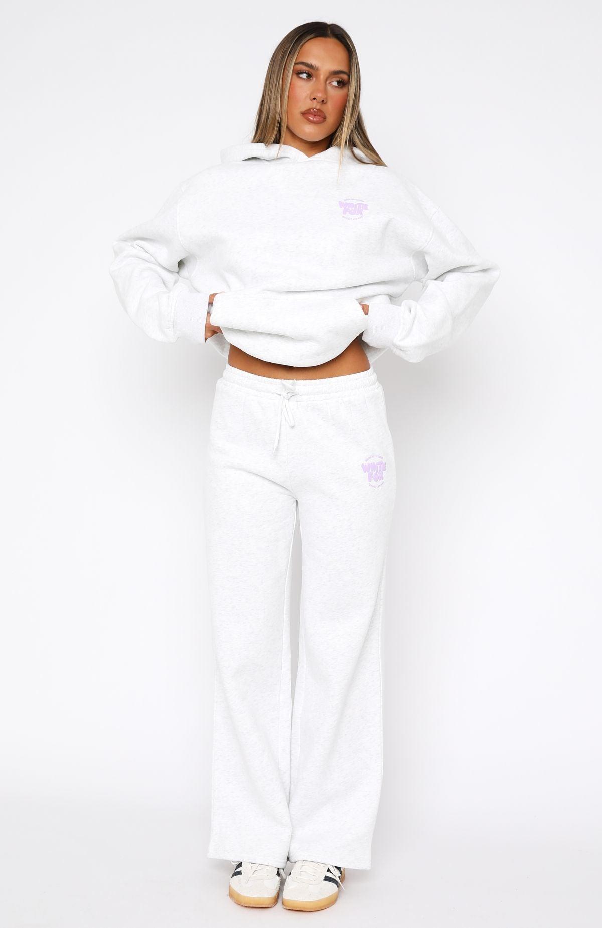 With Love For You Wide Leg Sweatpants Grey Marle Product Image