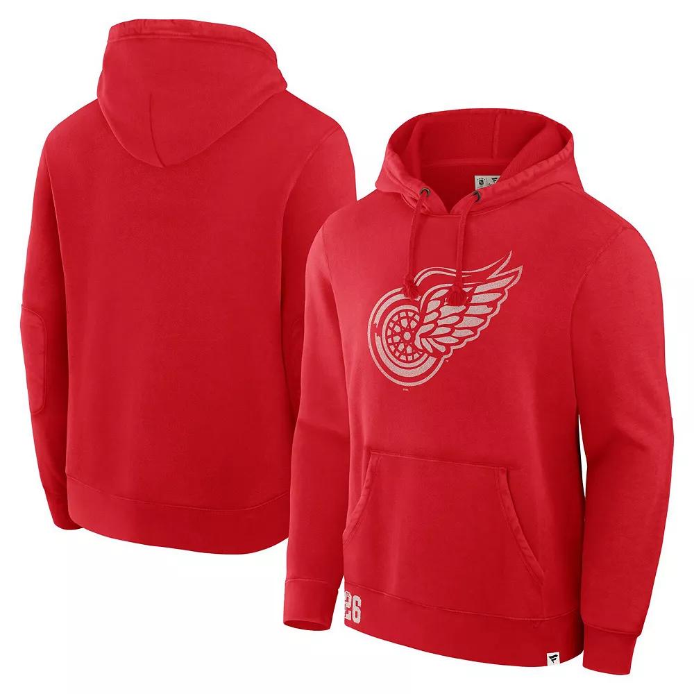 Men's Fanatics Red Detroit Red Wings Decades Collection Tradition Fleece Pullover Hoodie,  Product Image