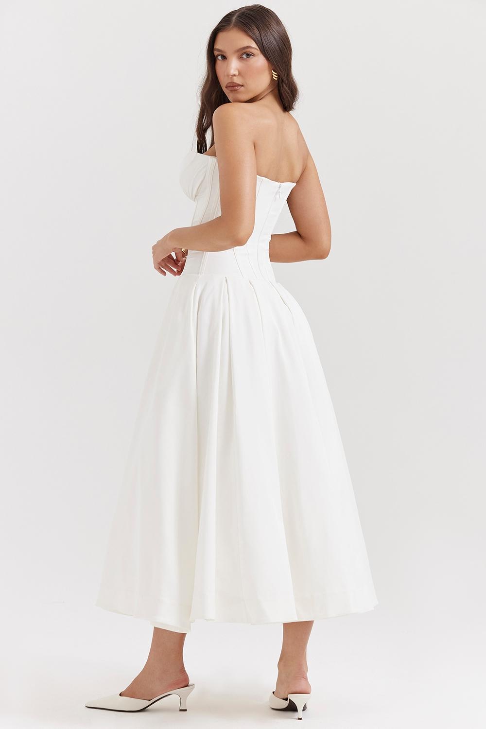 Lady  white strapless midi dress Product Image