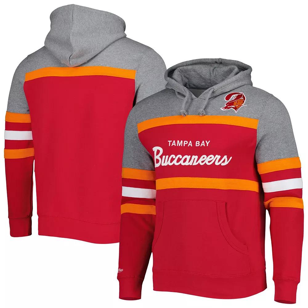 Men's Mitchell & Ness Red/Heathered Gray Tampa Bay Buccaneers Head Coach Pullover Hoodie, Size: 3XL Product Image