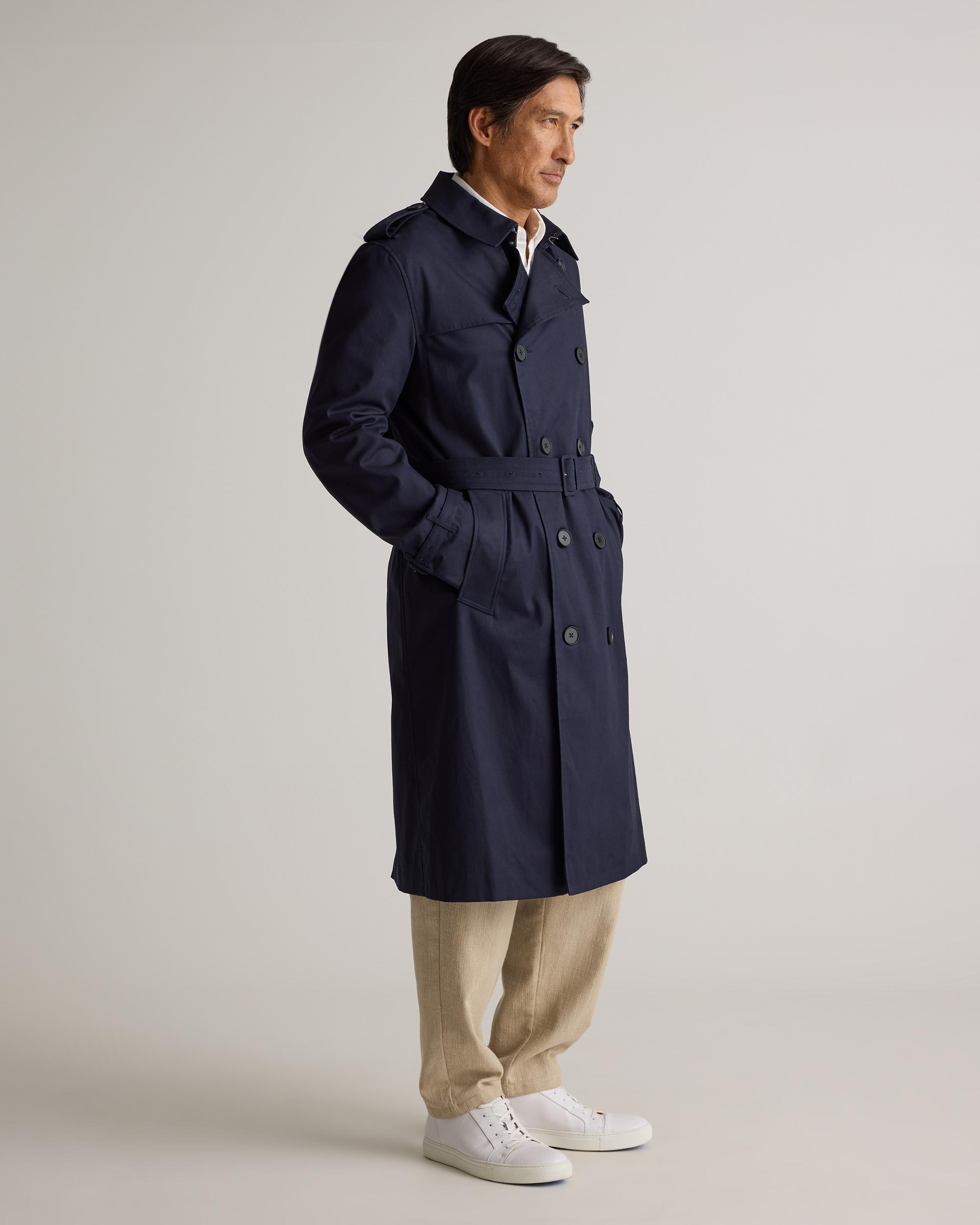 Quince | Men's Comfort Stretch Long Trench Coat Size XL, Organic Cotton Product Image