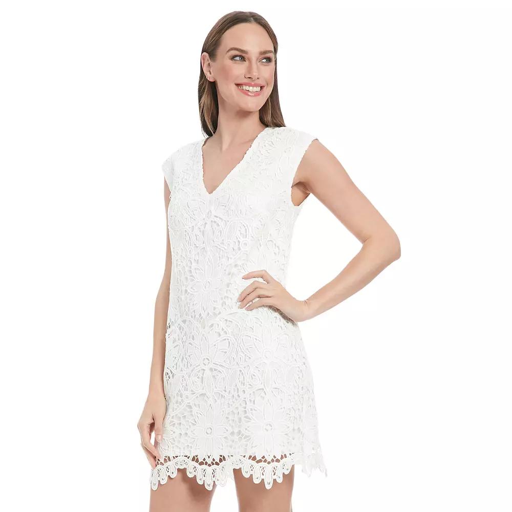 Petite London Times V-Neck Flower Lace Short Dress, Women's,  Product Image
