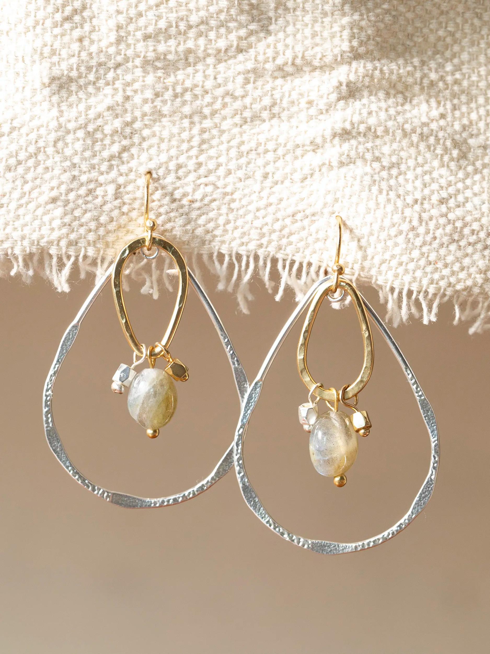 Mixed Metal Drop Earrings Product Image