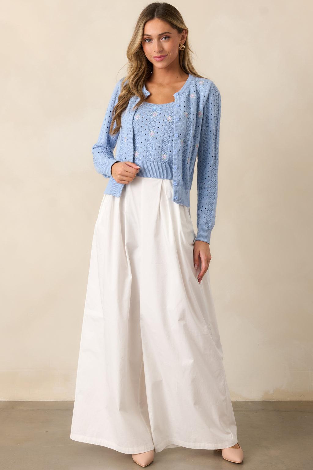 Everyday Bliss Cotton White Wide Leg Pants Product Image