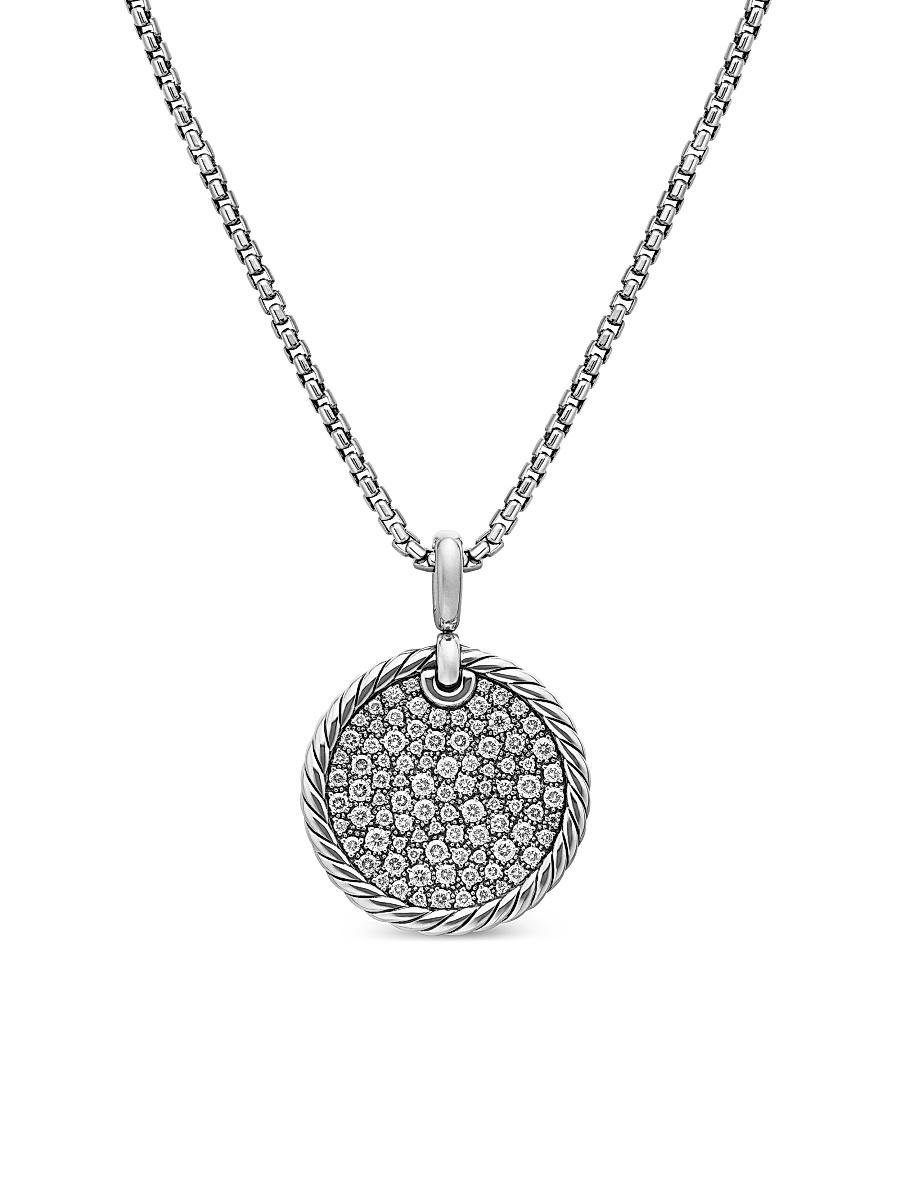 David Yurman Sterling Elements Diamond Pave Disc Pendant Product Image