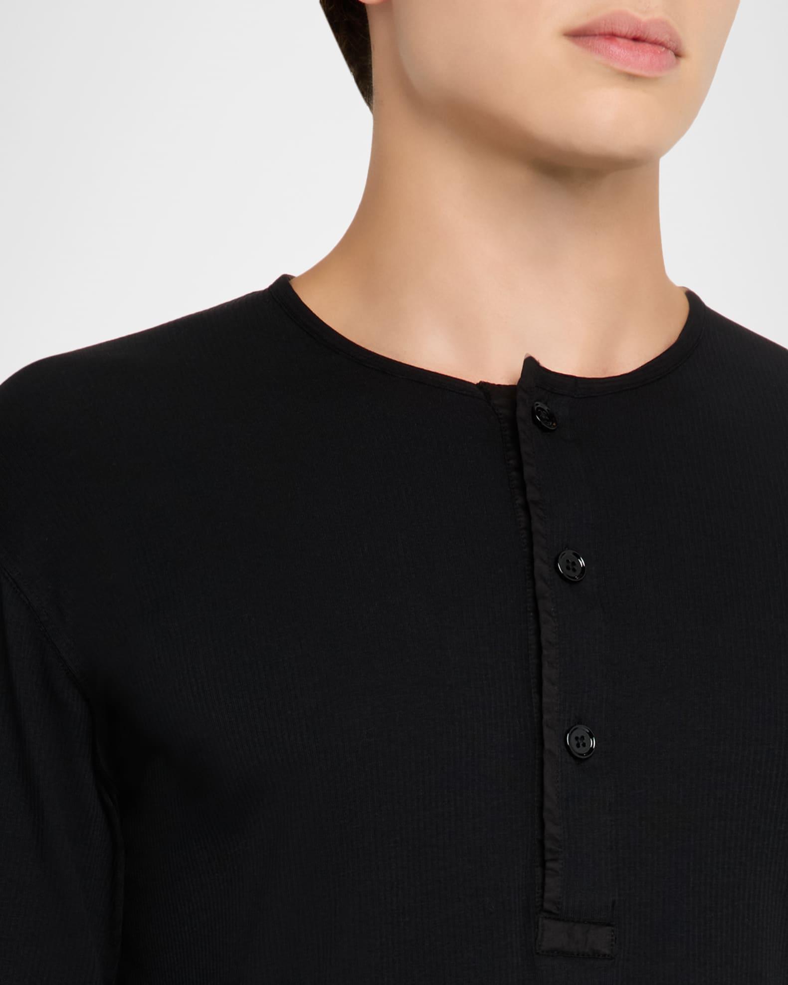Men's Ribbed Long-Sleeve Henley Tee Product Image