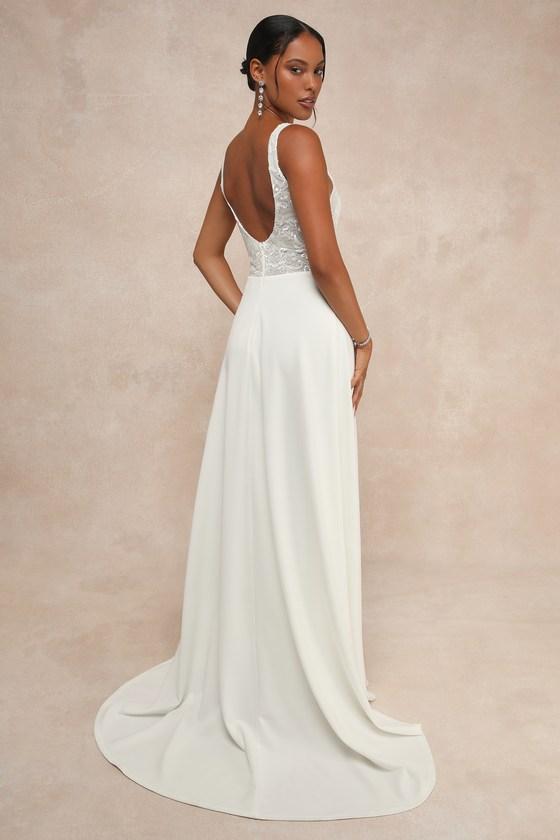 Positively Romantic White Sheer Mesh Embroidered Maxi Dress Product Image