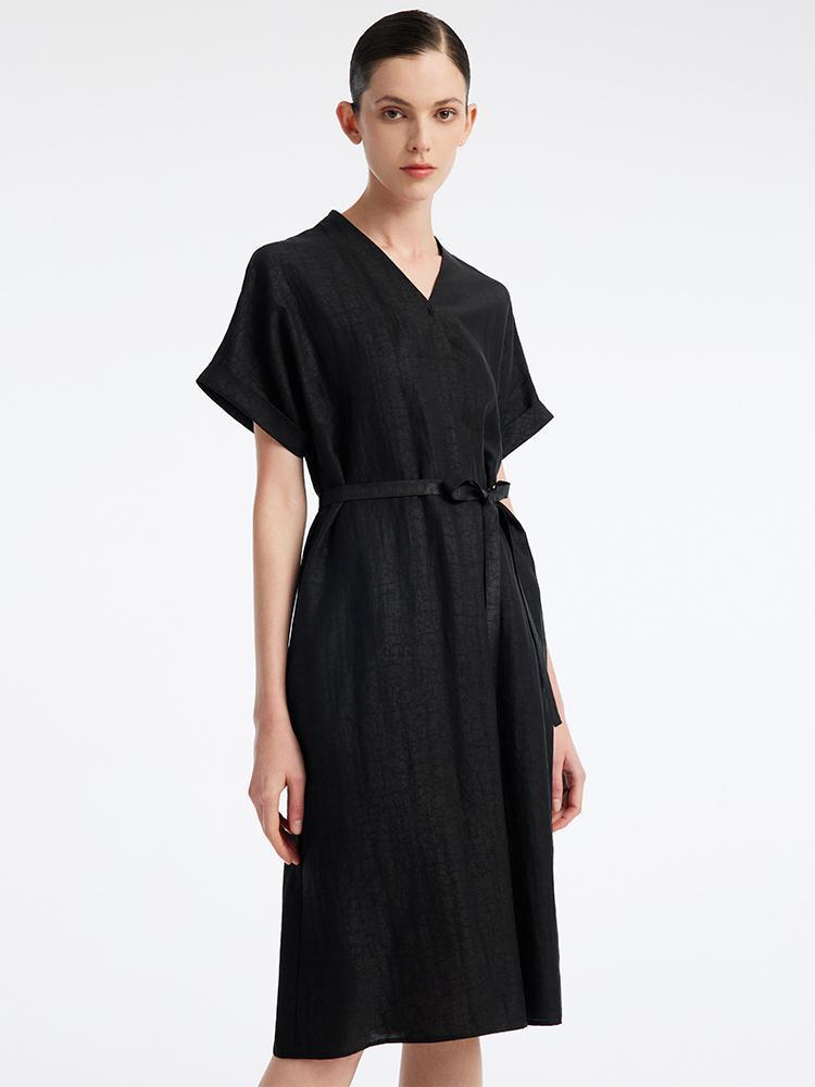 Xiang Yun Silk V-Neck Midi Dress Product Image