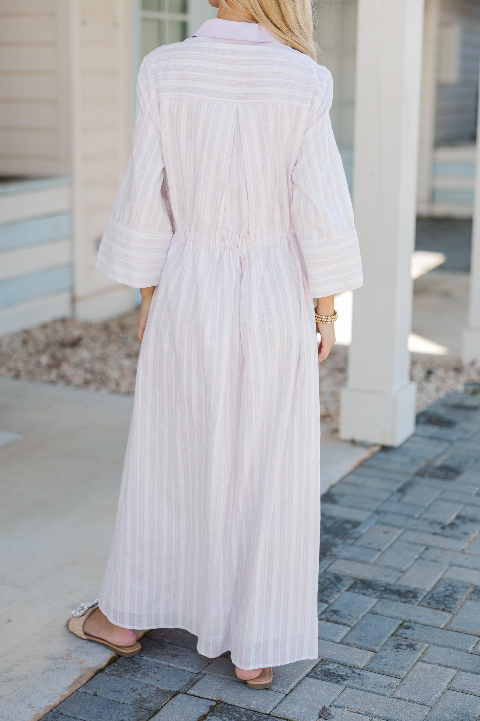 Feeling So Nice Lavender Striped Maxi Dress Female Product Image