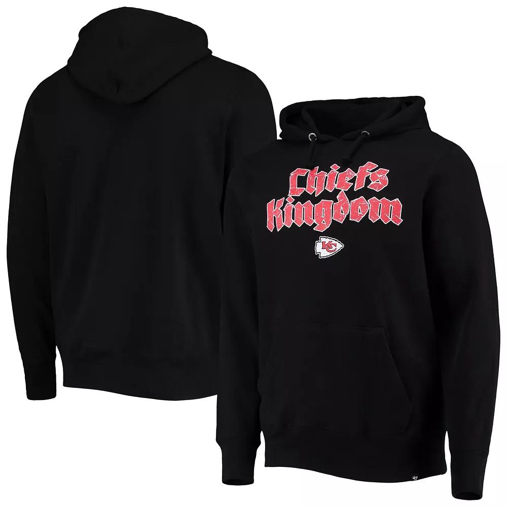 Men's '47 Black Kansas City Chiefs Wordmark Regional Headline Pullover Hoodie, Size: Large Product Image