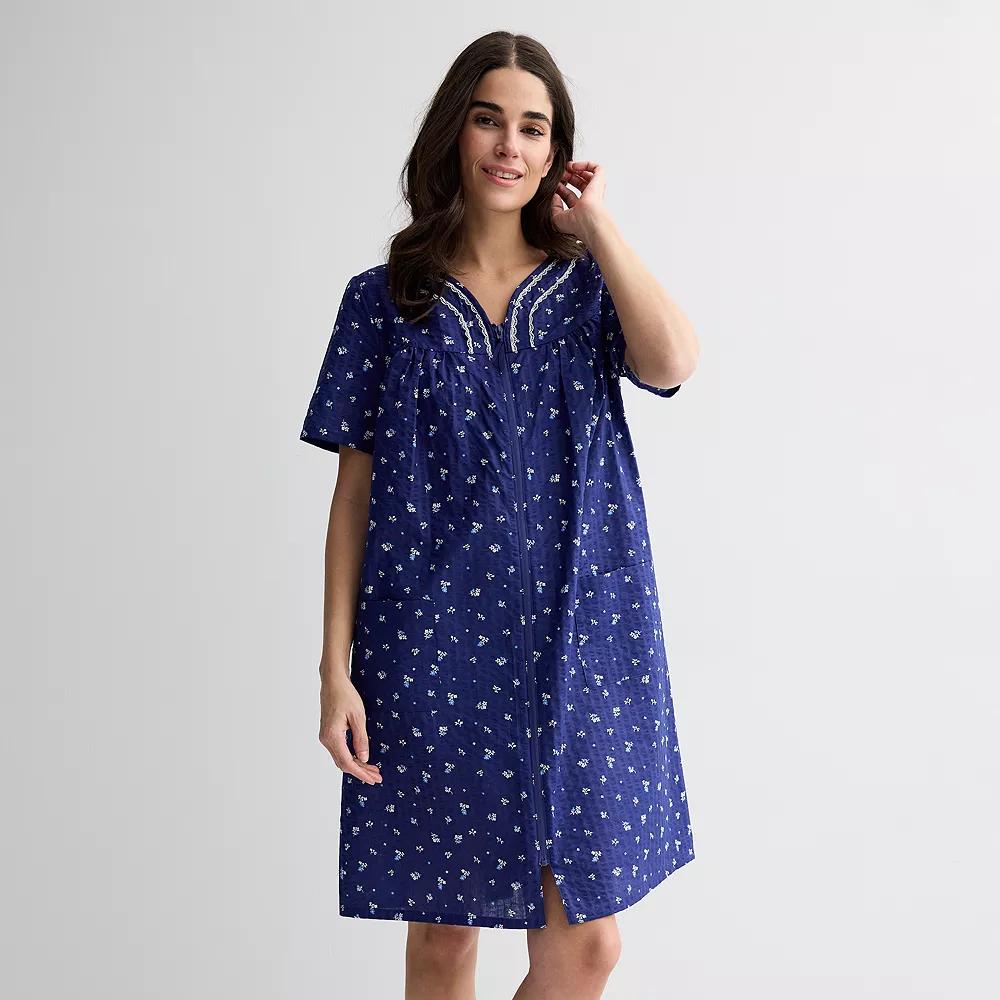 Women's Croft & Barrow® Woven Zip Short Robe,  Product Image