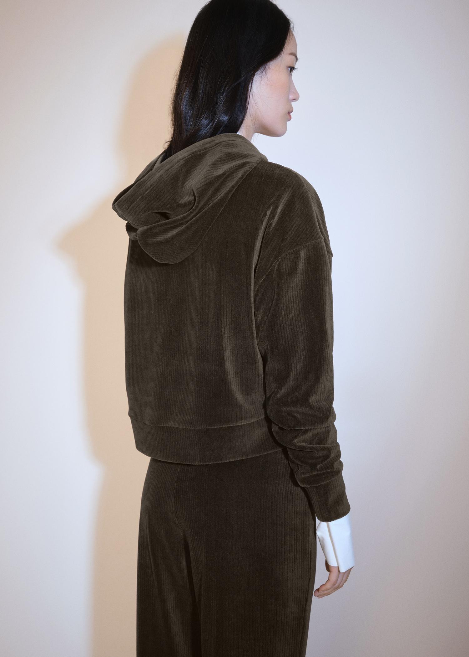 Corduroy hooded sweatshirt - Women | MANGO USA Product Image