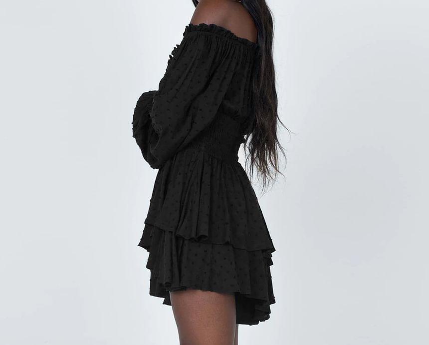 Long-Sleeve Off-Shoulder Romper Product Image