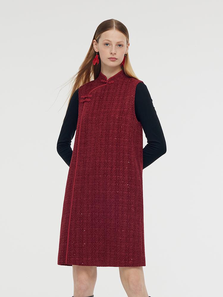 Wool Blend Mini Dress And Knit Top Two-Piece Set Product Image