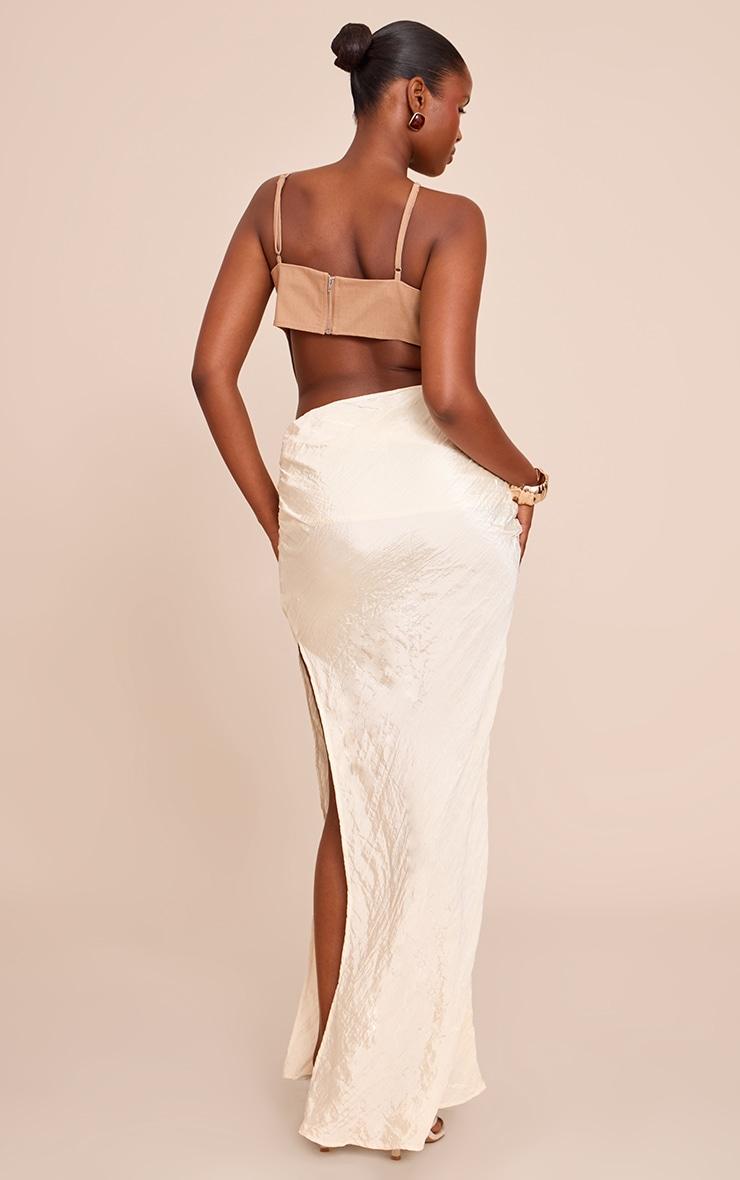 Cream Textured Woven Maxi Skirt Product Image