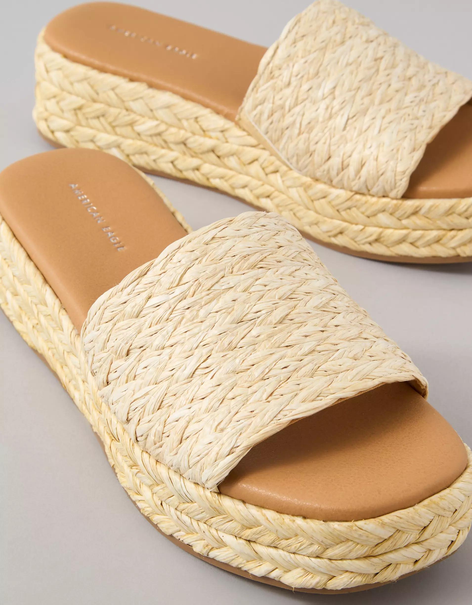 AE Raffia Espadrille Flatform Slide Sandal Product Image