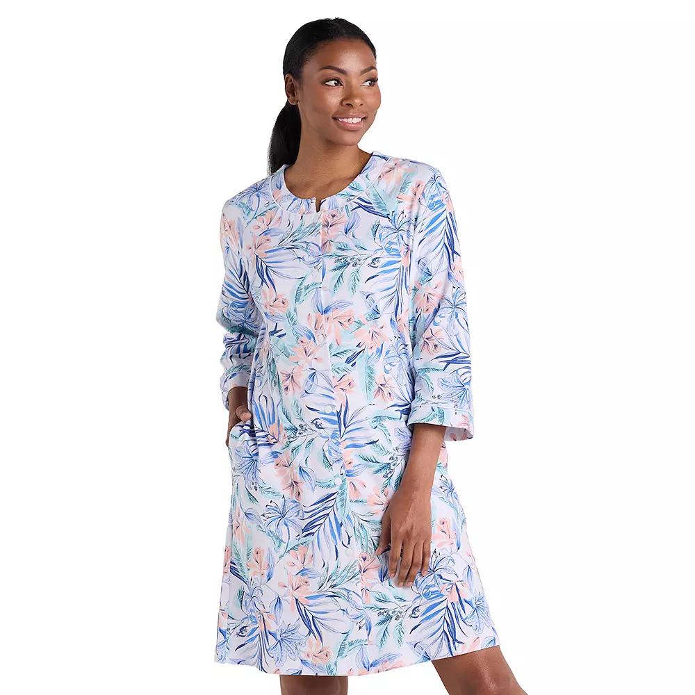 Women's Miss Elaine Essentials Interlock Knit Short Snap Robe,  Product Image