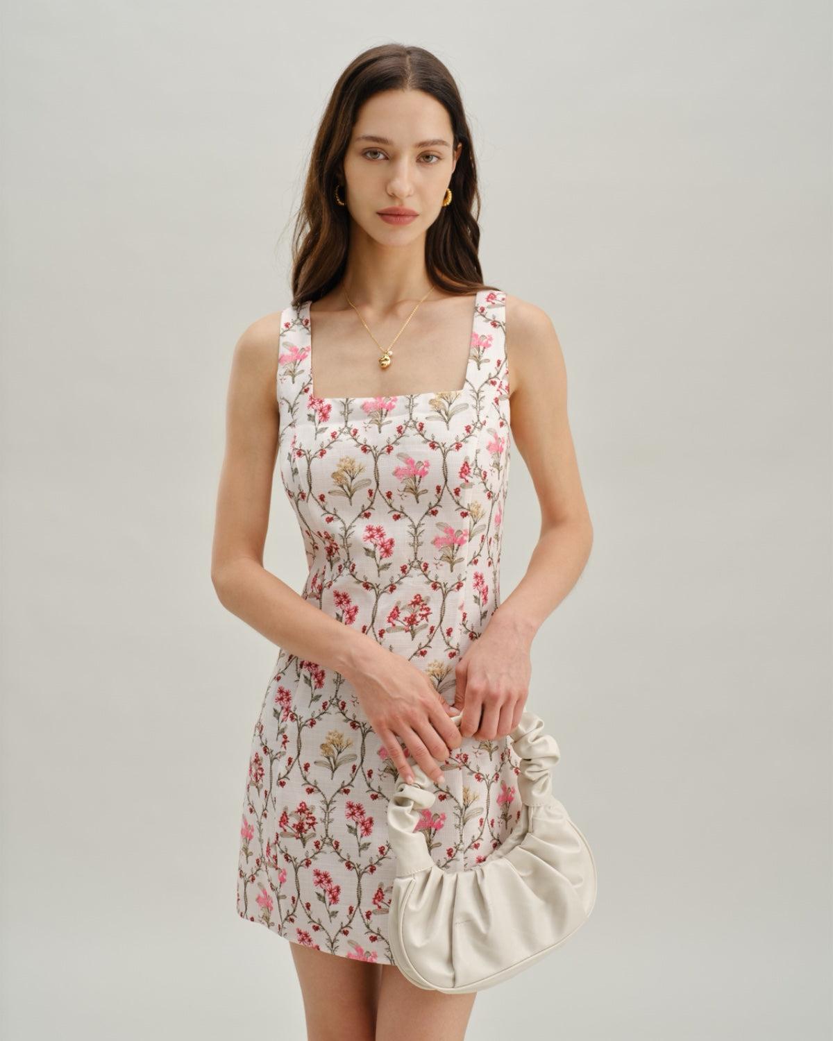 Floral Square Neck A-Line Slip Mini Dress Product Image