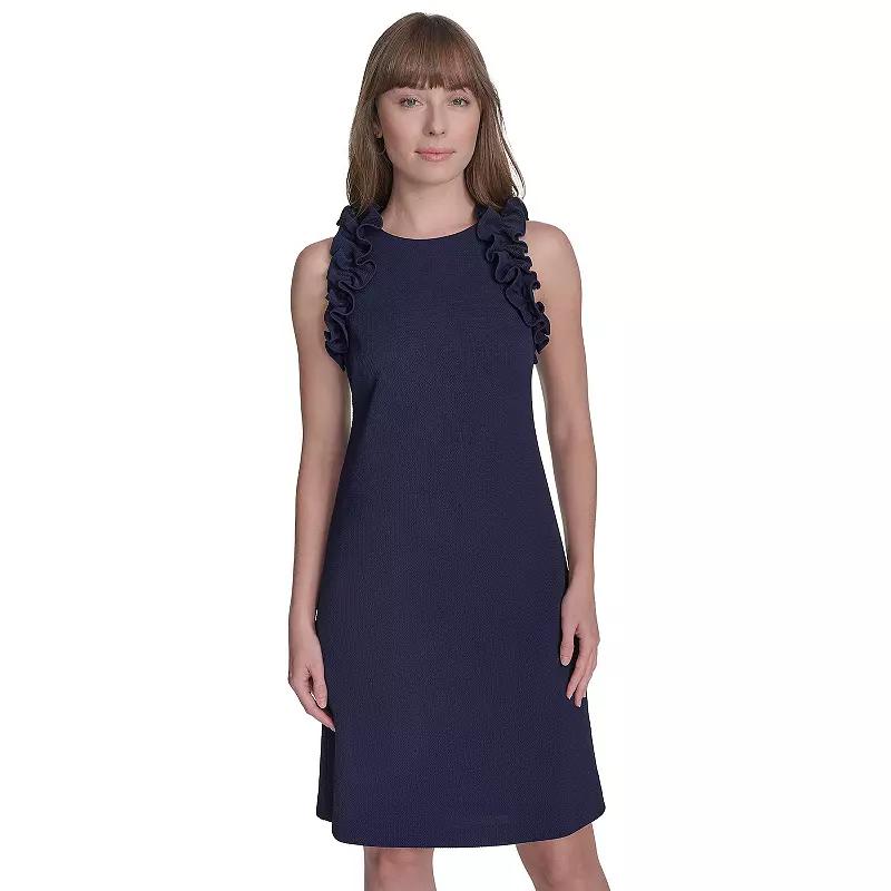 Women's Andrew Marc Scoopneck Sleeveless Ruffle Shift Mini Dress, Size: 12, Blue Product Image