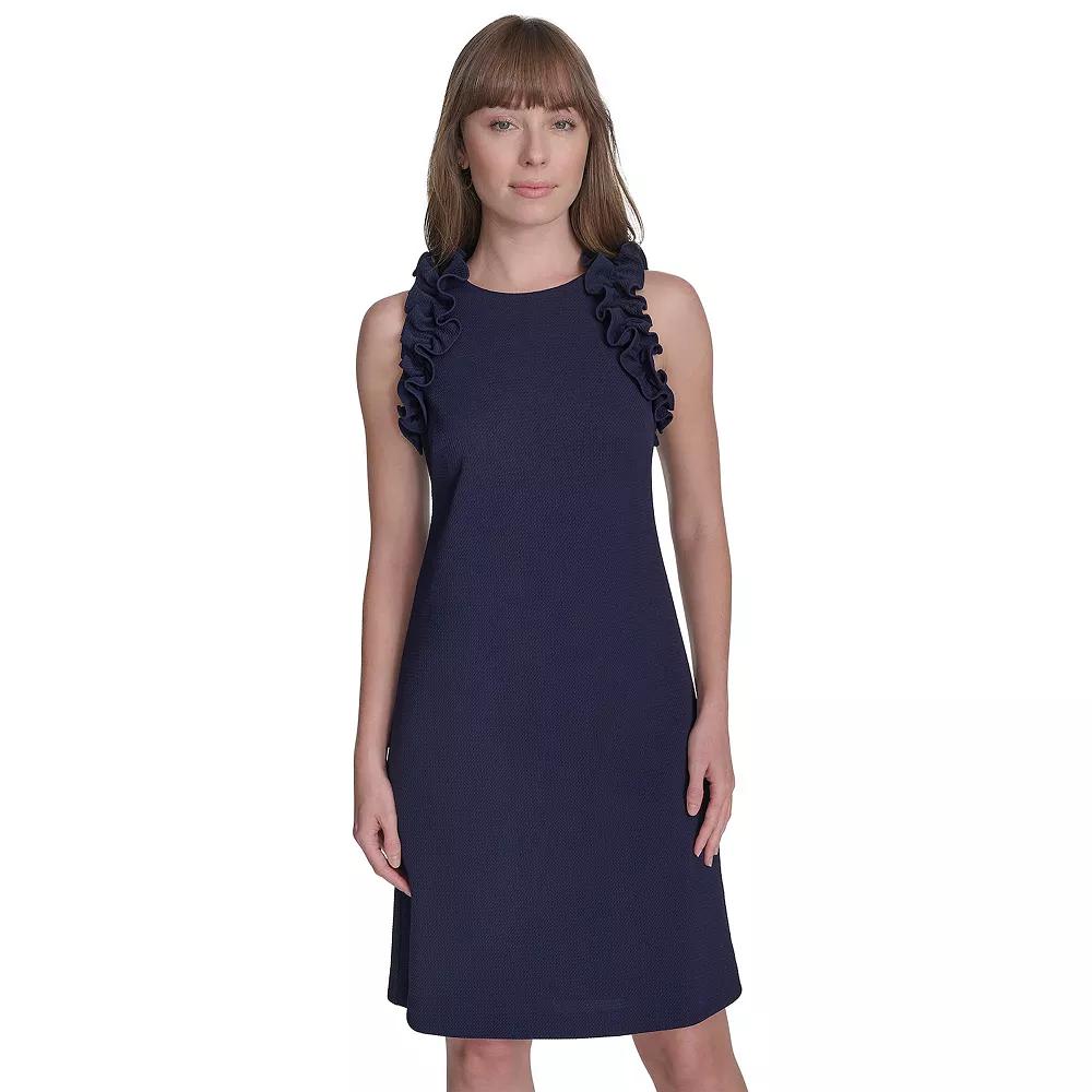 Women's Andrew Marc Scoopneck Sleeveless Ruffle Shift Mini Dress, Size: 12, Blue Product Image