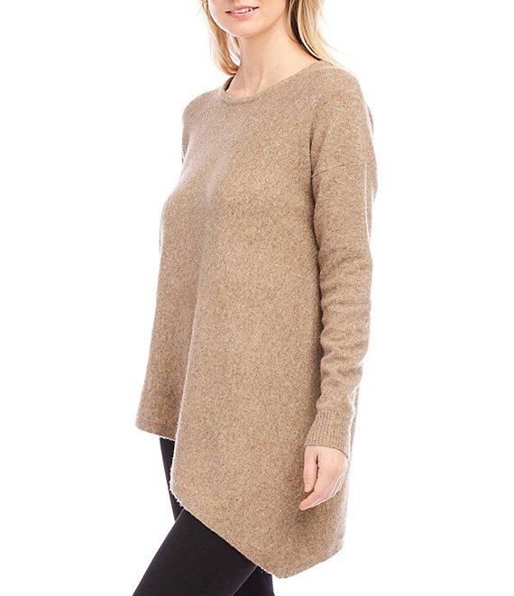 Karen Kane Crew Neckline Long Sleeve Asymmetrical Hemline Top Product Image