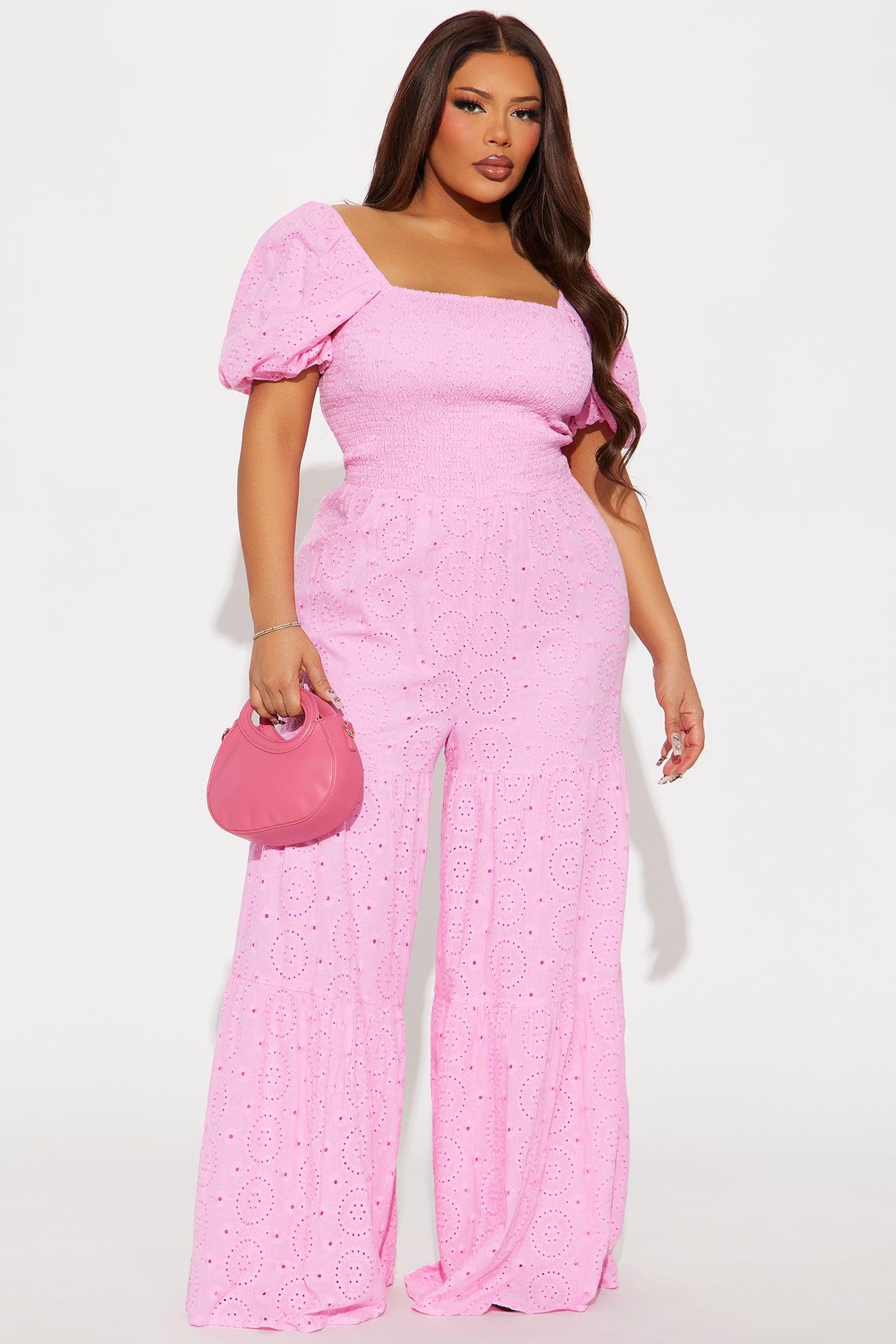 Marlena Eyelet Lace Jumpsuit - Pink Product Image