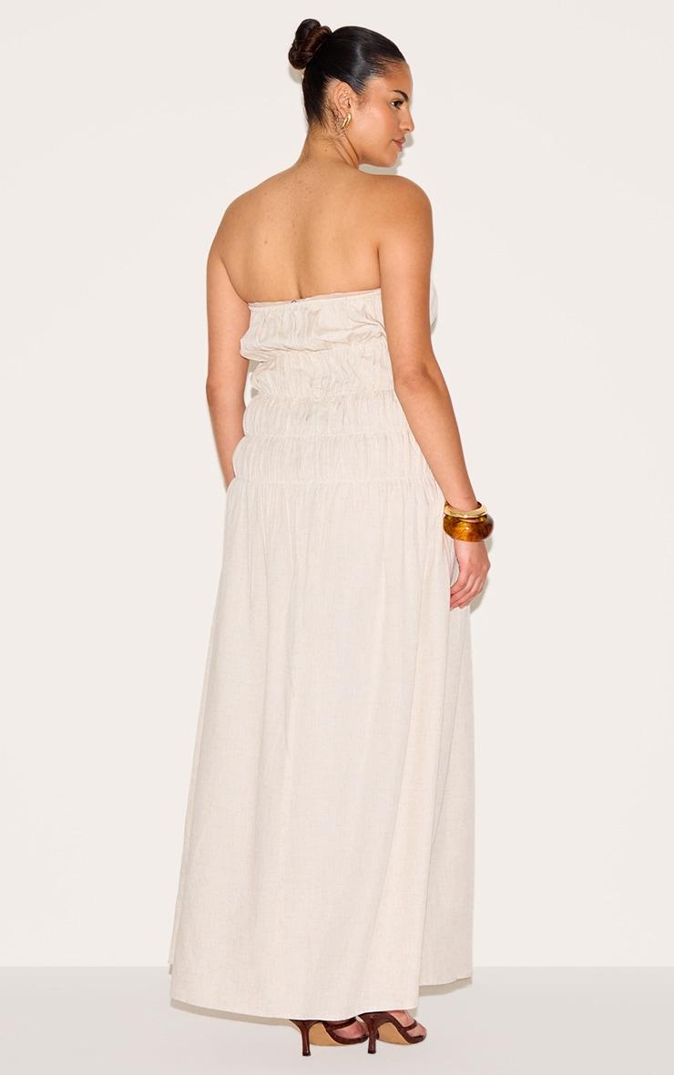 Plus Natural Bandeau Ruched Detail Maxi Dress Product Image