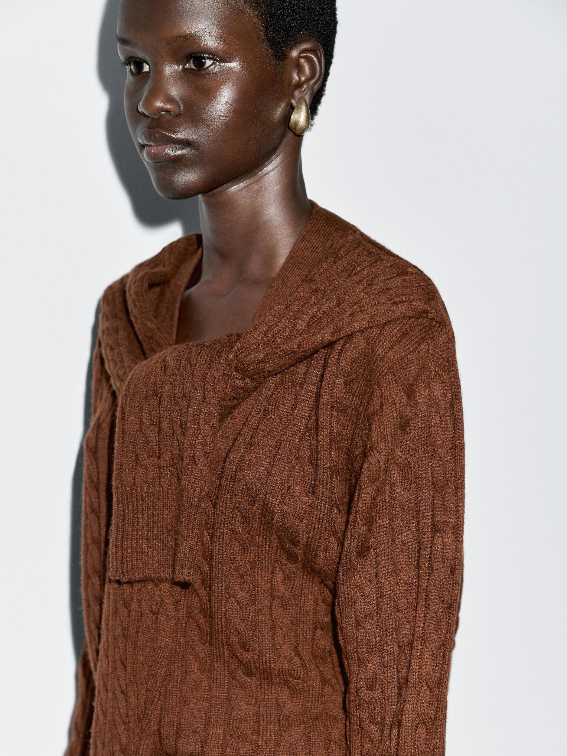 Wool blend cardigan with scarf detail Product Image