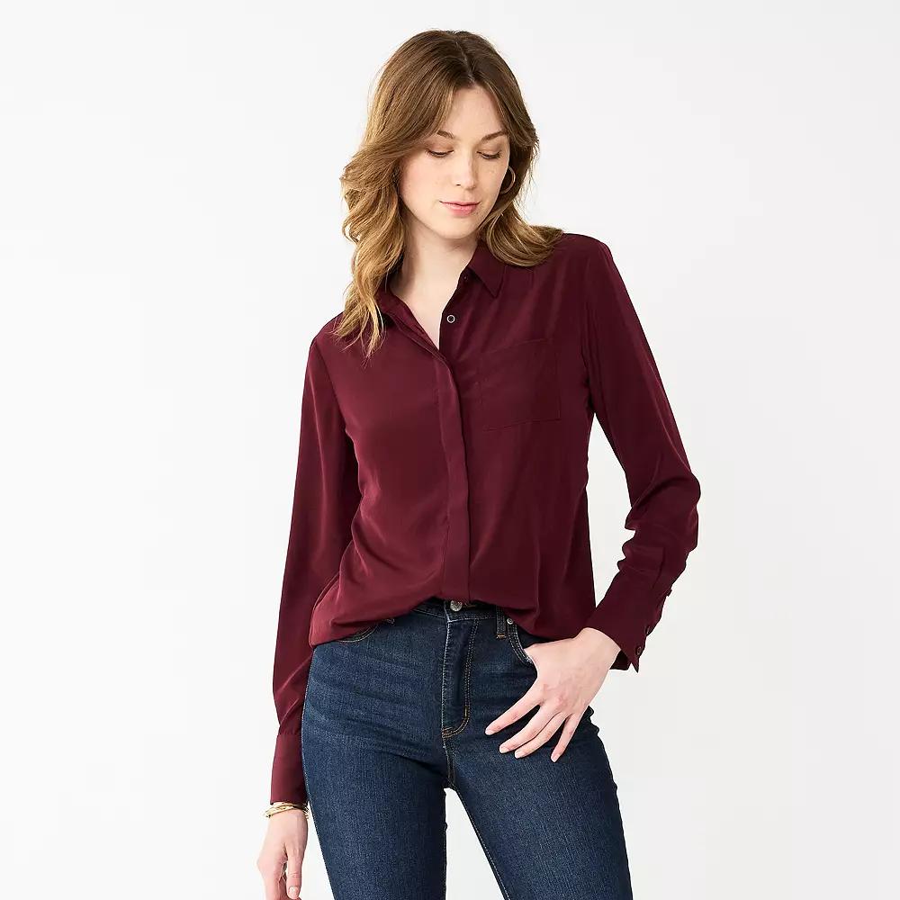Women's Nine West Drapey Button Down Shirt,  Product Image
