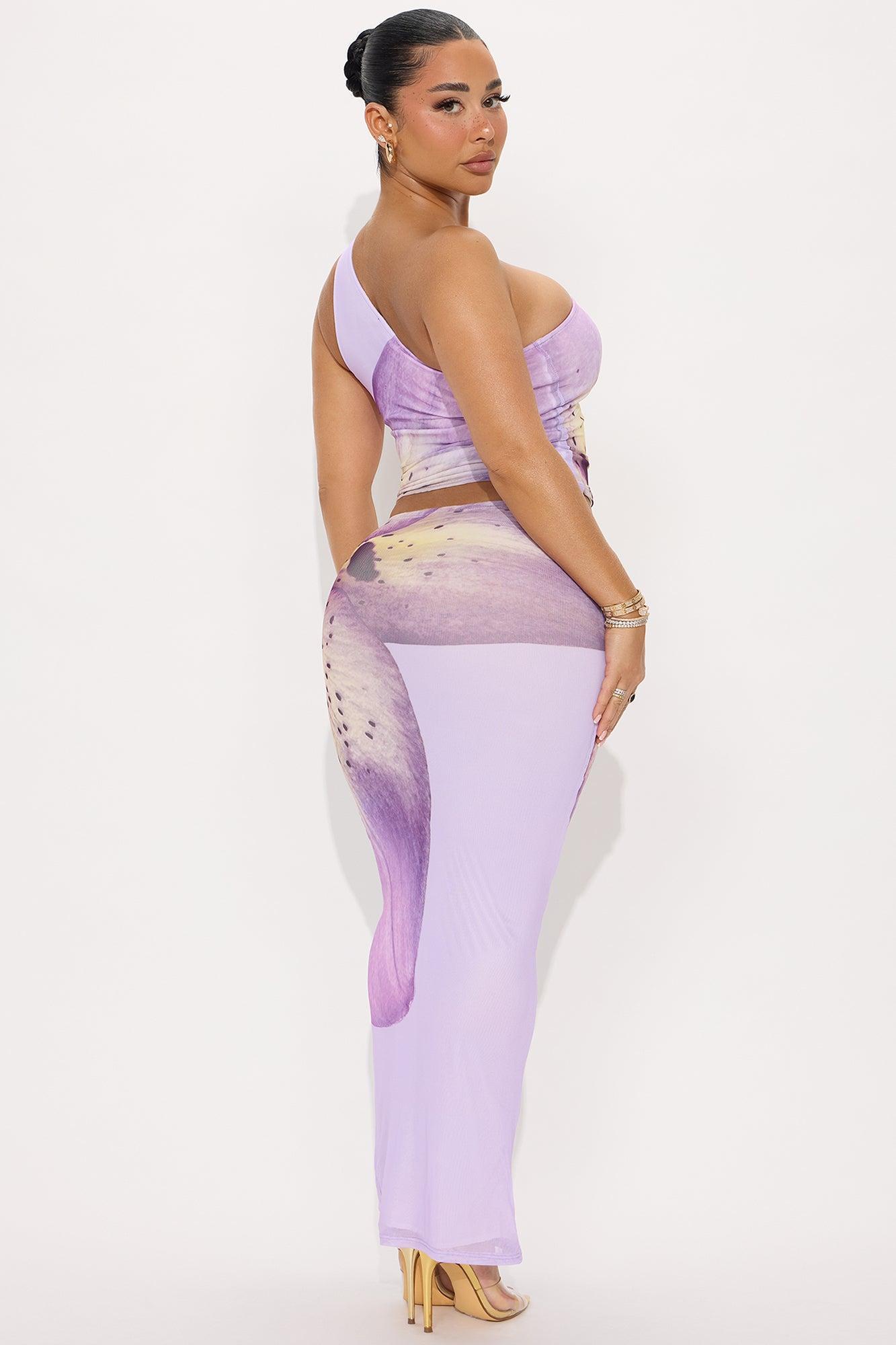 Palm Springs Mesh Maxi Skirt Set - Purple/combo Product Image