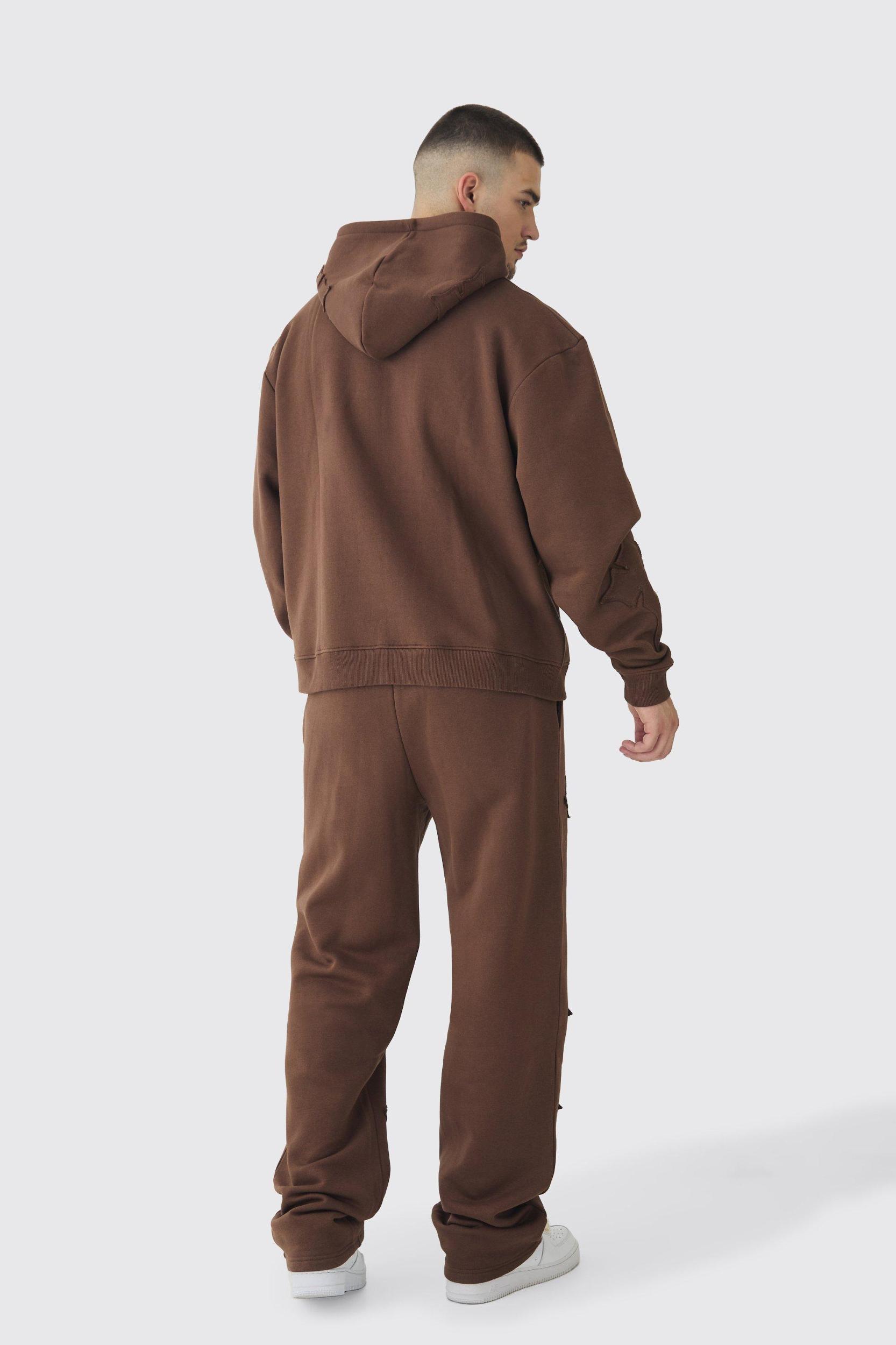 Tall Oversized Boxy Cross Applique & Relaxed Sweatpants Tracksuit | boohooMAN USA Product Image