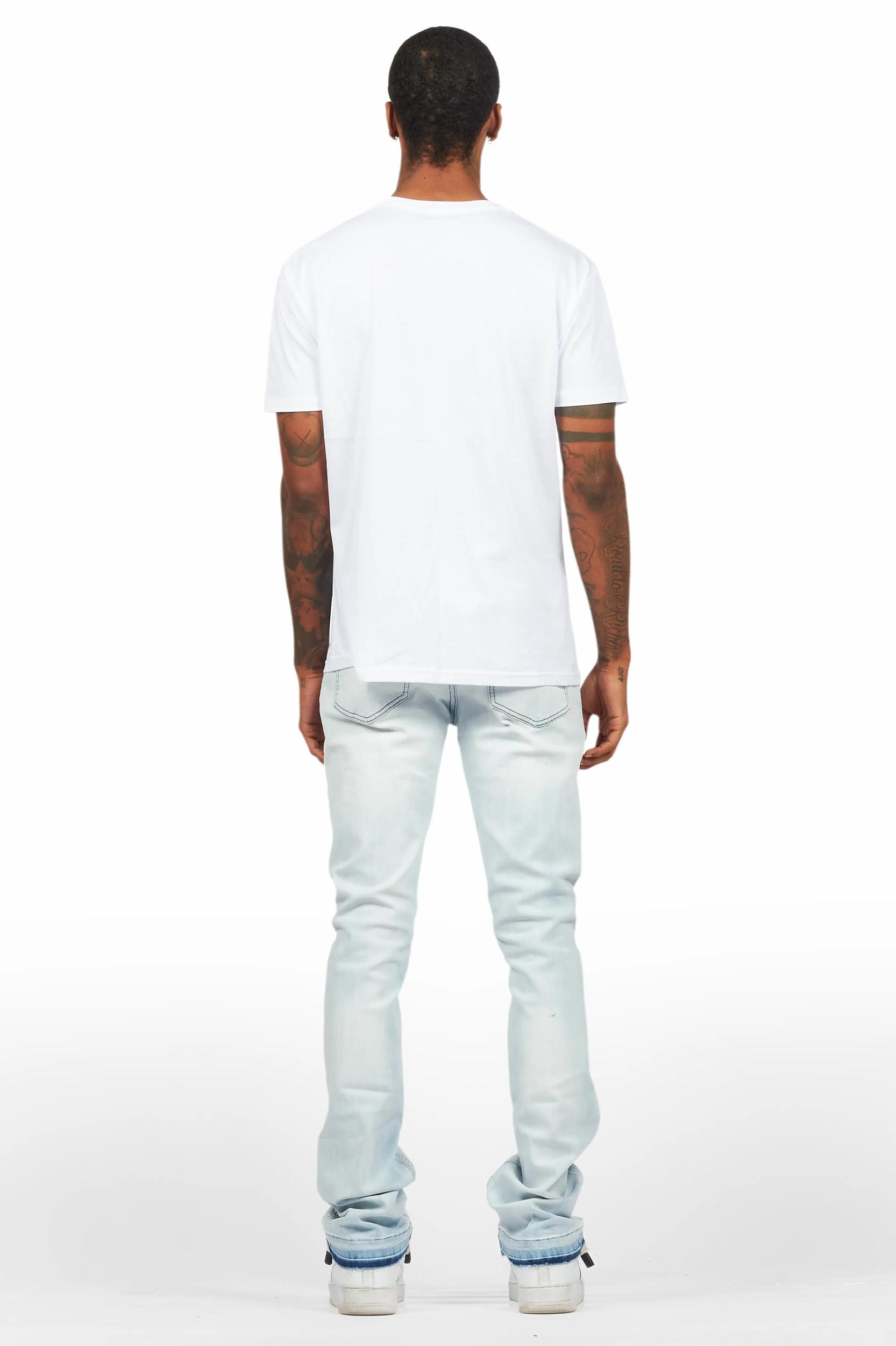 Samba Blue Rhinestone Stacked Flare Jean Male Product Image