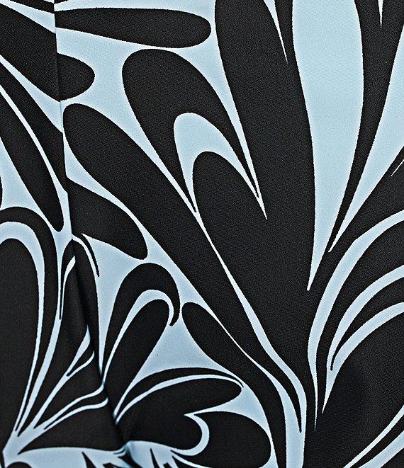 Jude Connally Trixie Decorative Fan Print Stretch Knit Wide Leg Cropped Coordinating Pull-On Pants Product Image